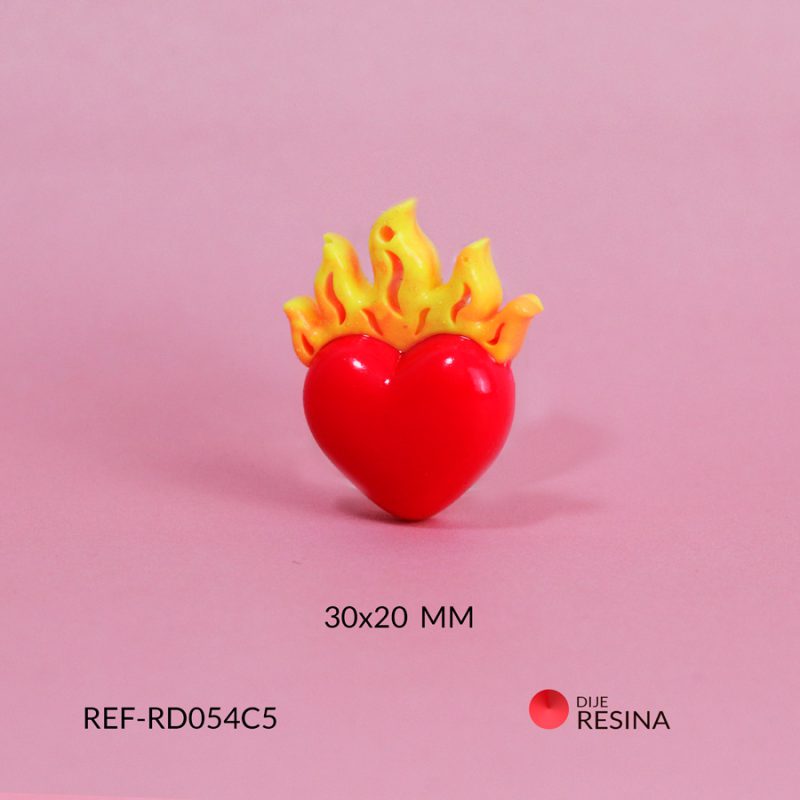 Dije corazón a fuego color rojo / 30x20 mm / x unidad / RD054C5 / RD054C5