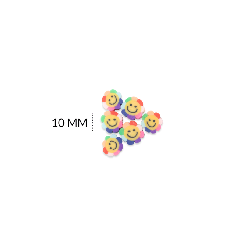Separador fimo flor multicolor 10 mm / paquete x 12 unds / Ref-FS015