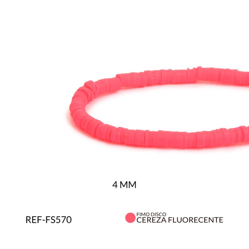 FIMO DISCO CEREZA FLUORECENTE 4MM / x SARTA / Ref-FS570
