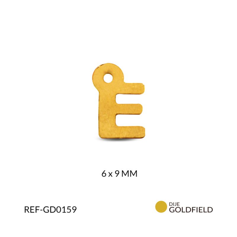 Dije goldfilled letra E 6x9mm / x unidad / Ref-GD0159 / Ref-GD0159