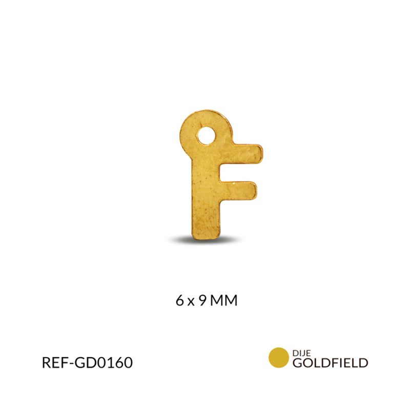 Dije goldfilled letra F 6x9mm / x unidad / Ref-GD0160 / Ref-GD0160