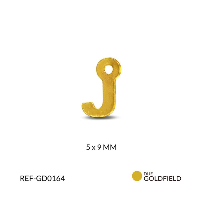 Dije goldfilled letra J 5x9mm  / x unidad / Ref-GD0164 / Ref-GD0164