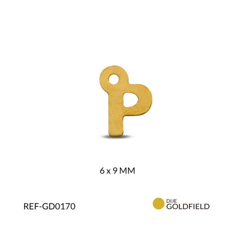 Dije goldfilled letra P 6x9mm / x unidad / Ref-GD0170 / Ref-GD0170