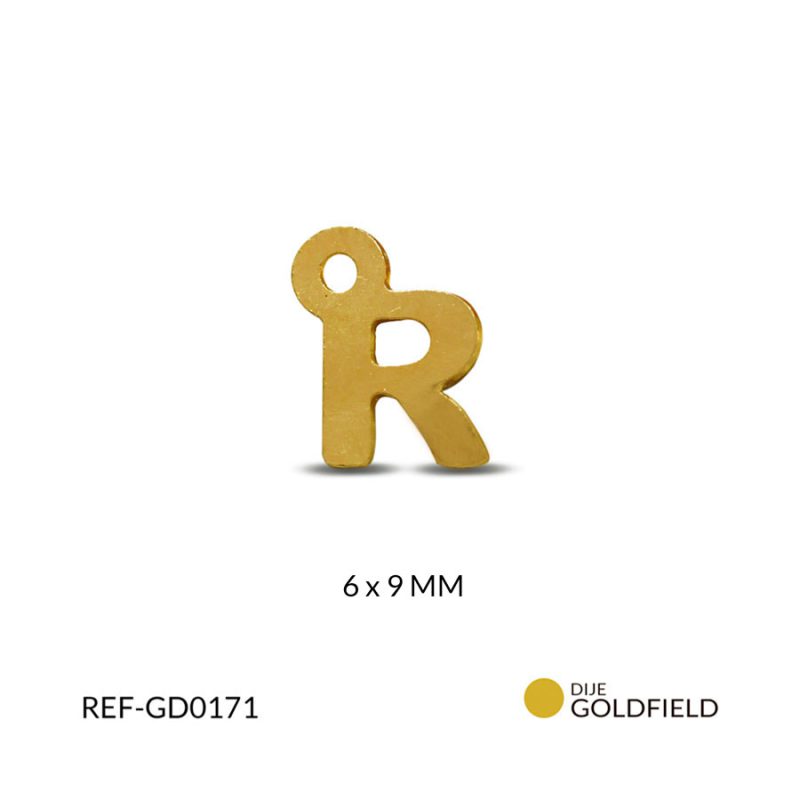Dije goldfilled letra R 6x9mm / x unidad / Ref-GD0171 / Ref-GD0171