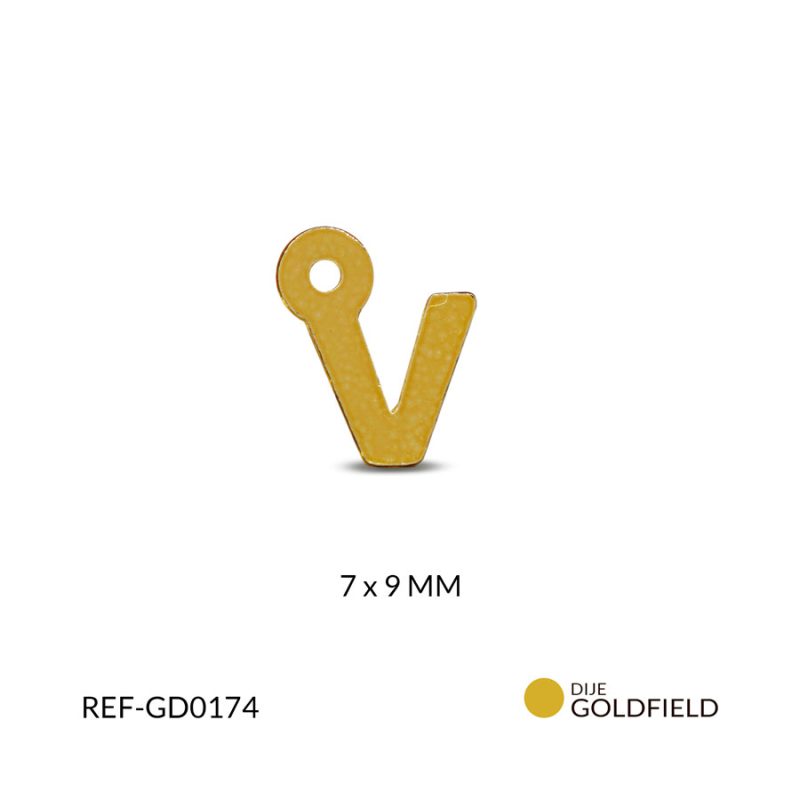 Dije goldfilled letra V 7x9mm / x unidad / Ref-GD0174 / Ref-GD0174
