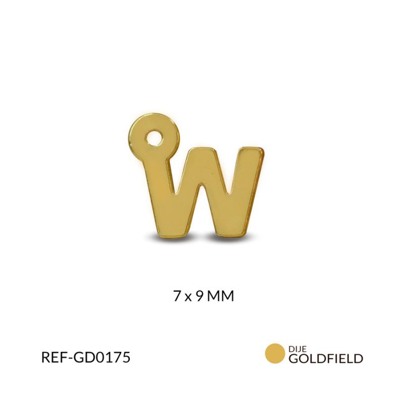 Dije goldfilled letra W 7x9mm / x unidad / Ref-GD0175 / Ref-GD0175