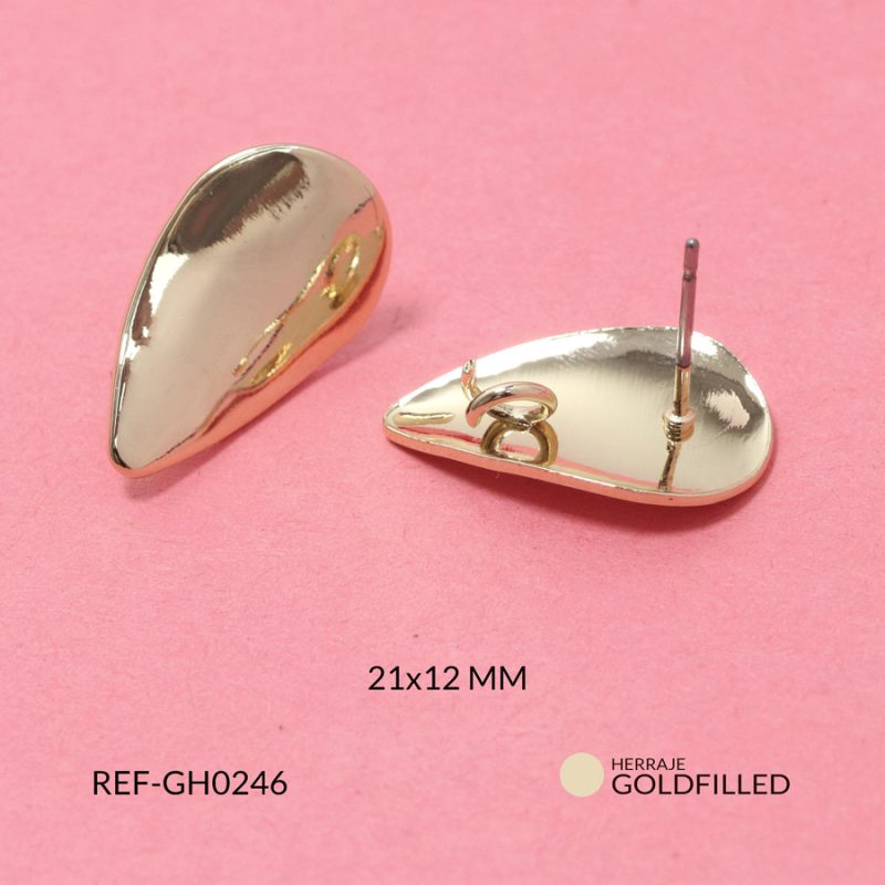 Herraje goldfilled para arete gota 21x12mm / x par / Ref-GH0246 / Ref-GH0246