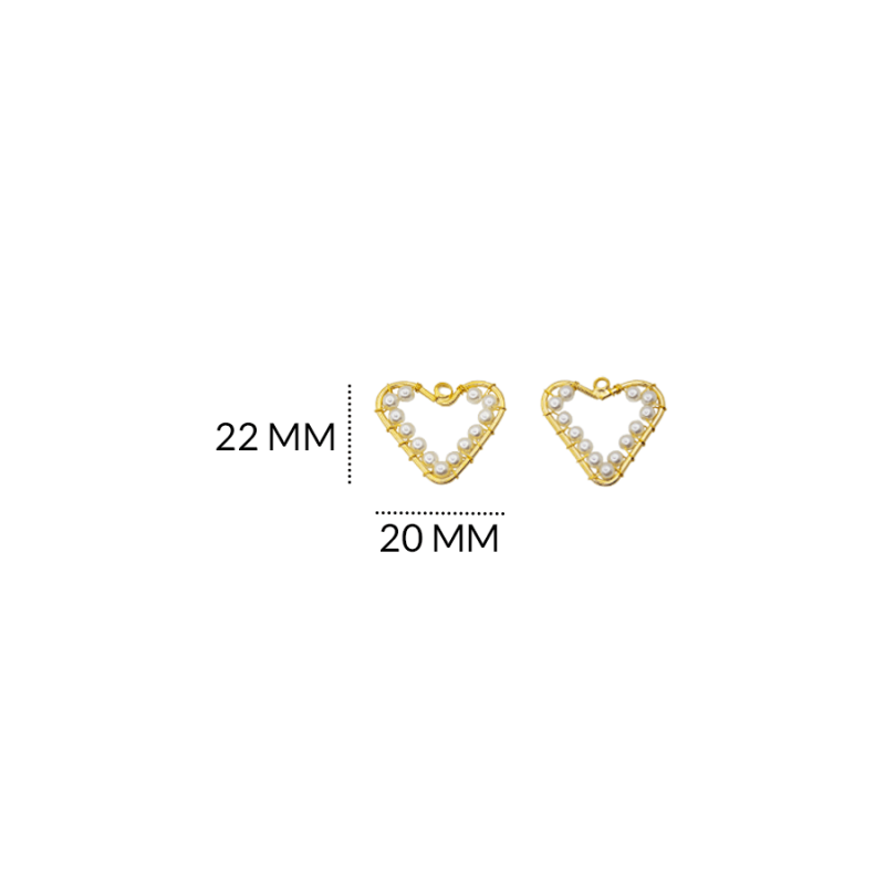 Herraje goldfilled para arete corazon + perla 22 X 20MM / paquete x 2 unidades / REF-GH0576