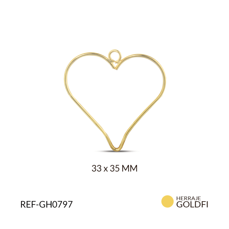 Herraje Goldfilled para arete corazón argolla 33 x 35 mm / x und / REF-GH0797