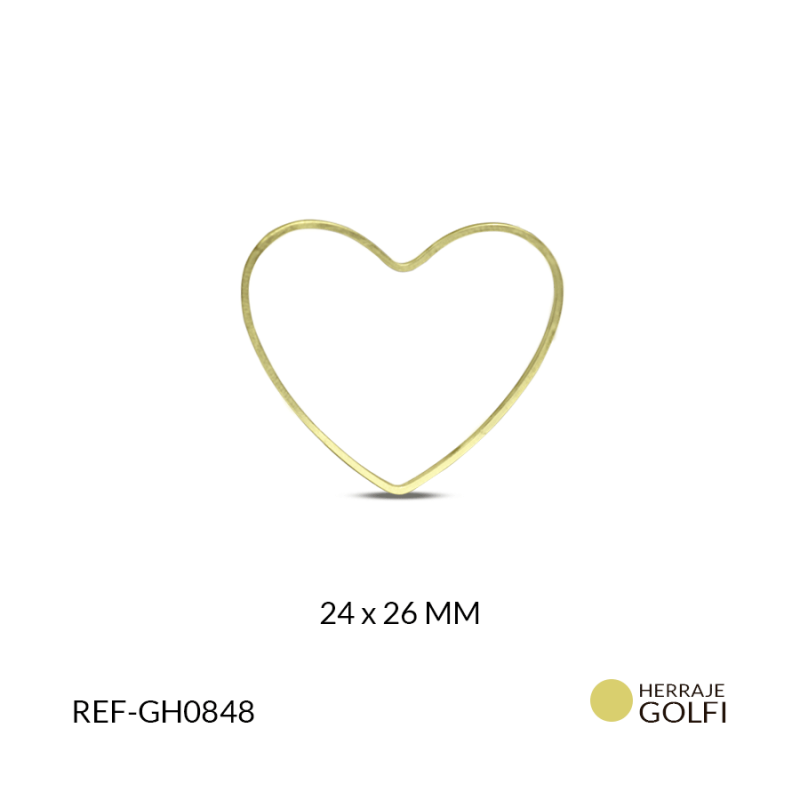 Herraje goldfilled para arete corazón dorado 24 x 26 mm / x par / Ref-GH0848