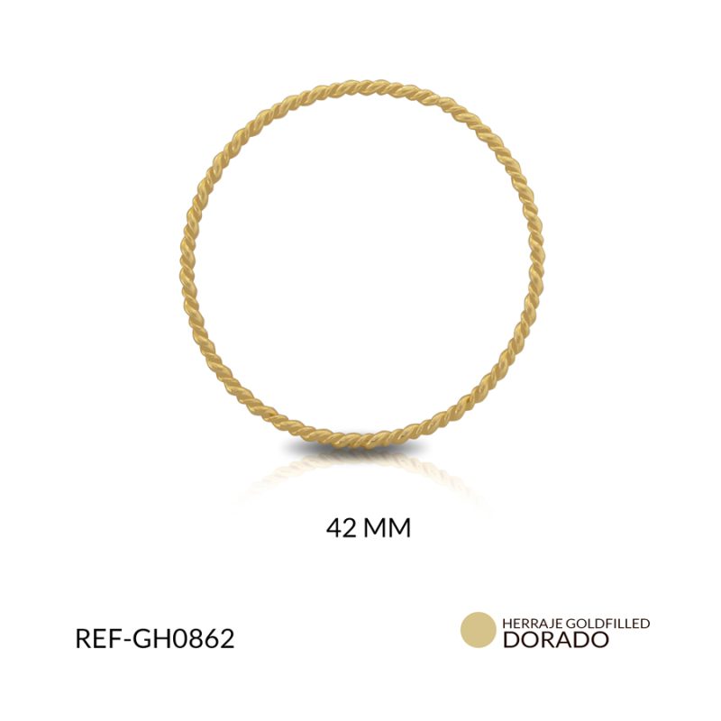 Herraje goldfilled para arete aro entorchado 42mm / x par / Ref-GH0862