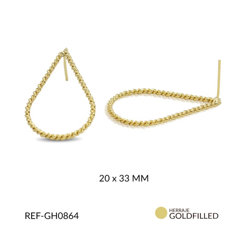 Herraje goldfilled gota entorchada 20 x 33 mm / x par / Ref-GH0864