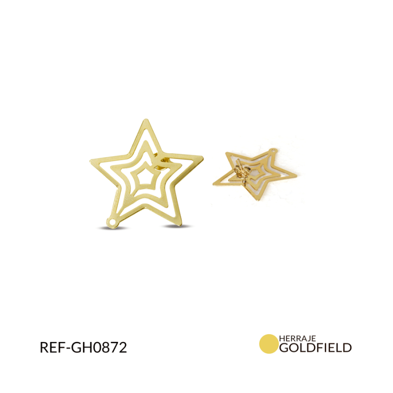 Herraje Goldfilled para arete 3 estrella 27.5MM / x par / Ref-GH0872