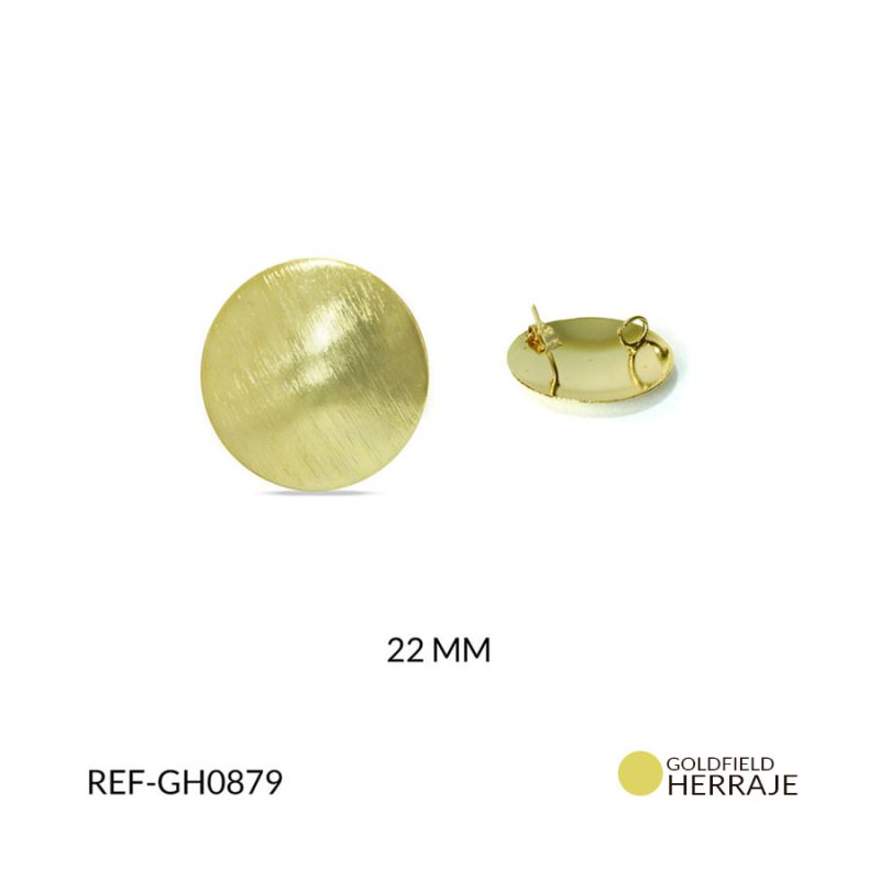 Herraje Goldfilled para arete concavo rayado 22MM / x PAR / Ref-GH0879 / Ref-GH0879