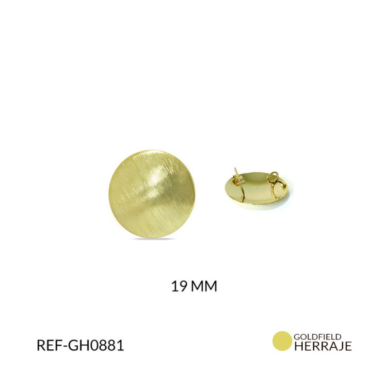 Herraje goldfilled para arete concavo rayado 19 mm color dorado / x par / Ref-GH0881