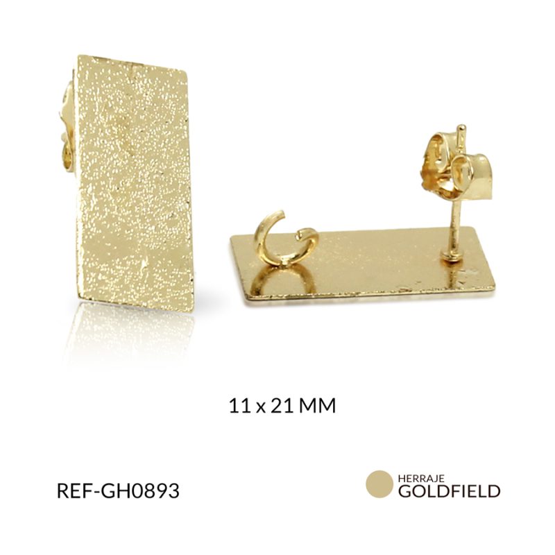 Herraje goldfilled para arete rectángulo 11x21mm / paquete x par / Ref-GH0893 / Ref-GH0893