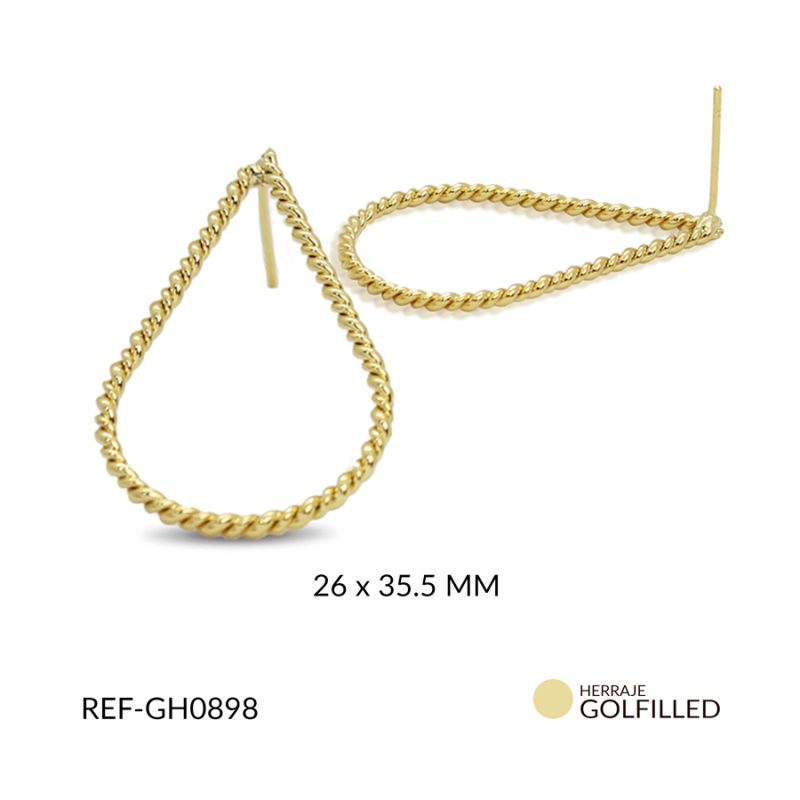 Herraje goldfilled gota entorchada 26X 35.5 MM / x par / Ref-GH0898