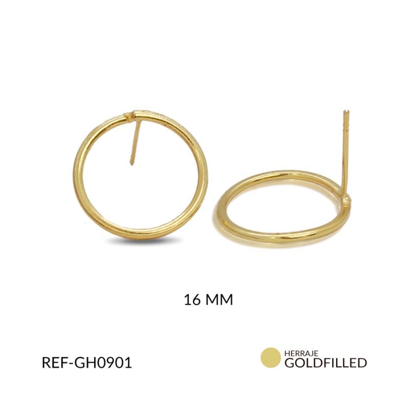 Herraje goldfilled para arete circulo 16mm / x par / Ref-GH0901 / Ref-GH0901