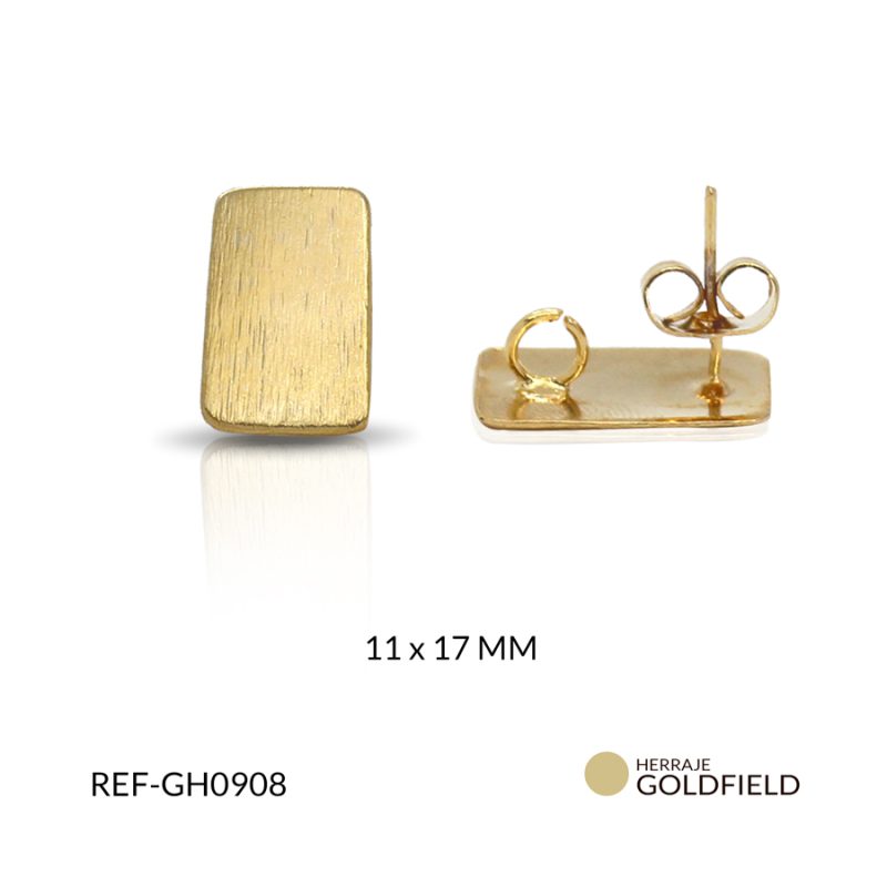 Herraje Goldfilled rectangulo 11 x 17 mm color dorado / x par / Ref-GH0908