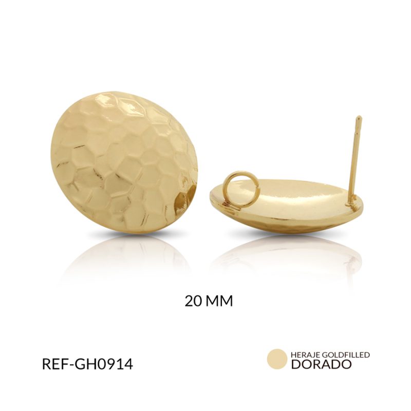 Herraje goldfilled circulo martillado 20 mm / x par / Ref-GH0914