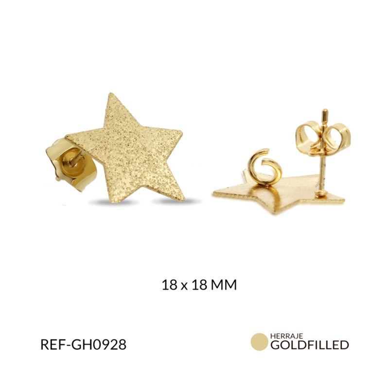 Herraje goldfilled para arete estrella 18x18mm color dorado / x unidad / Ref-GH0928 / Ref-GH0928