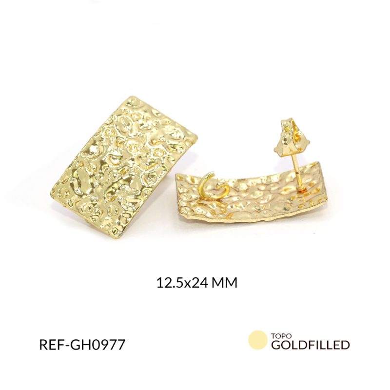 Herraje para arete en goldfilled rectangulo 12.5x24 mm / x par / Ref-GH0977 / Ref-GH0977