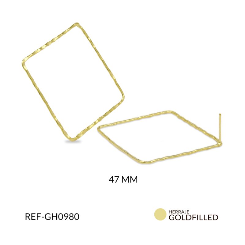 Herraje goldfilled para arete rombo silueta 47 mm / x par / Ref-GH0980
