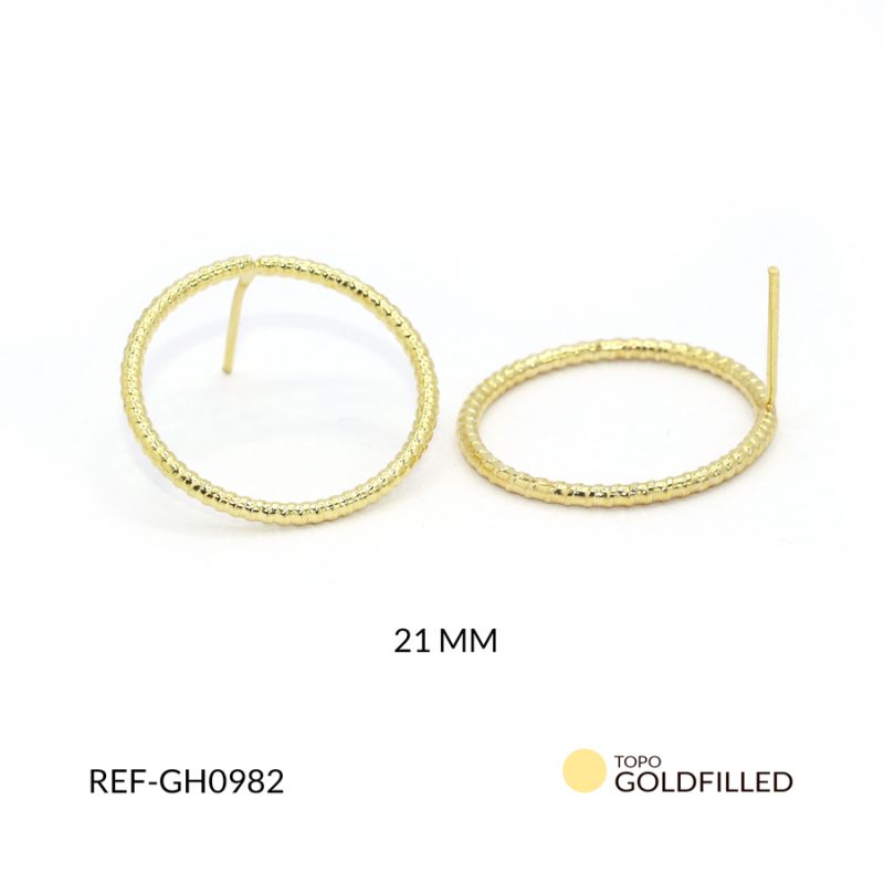 Herraje para arete en goldfilled redondo 21mm / x par / Ref-GH0982 / GH0982
