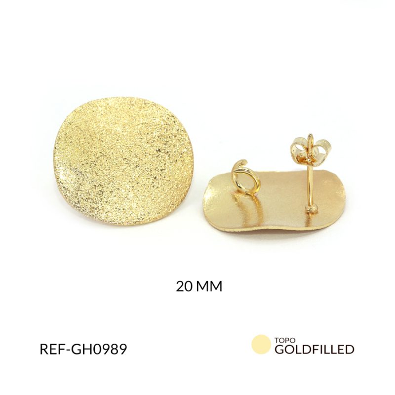 Herraje para arete en goldfilled redondo martillado 20mm / x par / Ref-GH0989 / GH0989