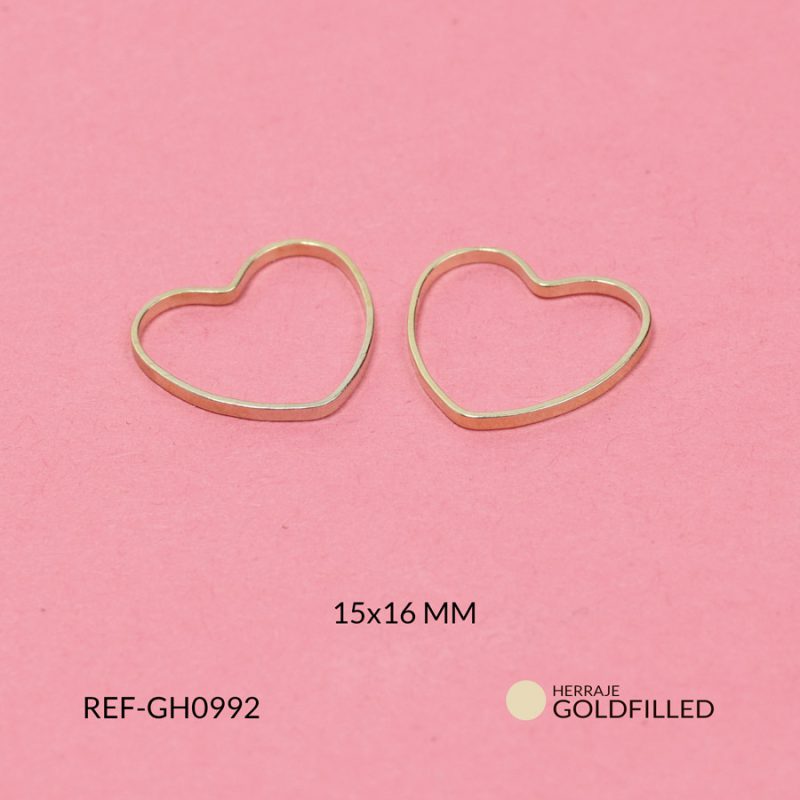 Herraje goldfilled para arete corazón 15x16mm / x par / Ref-GH0992 / Ref-GH0992