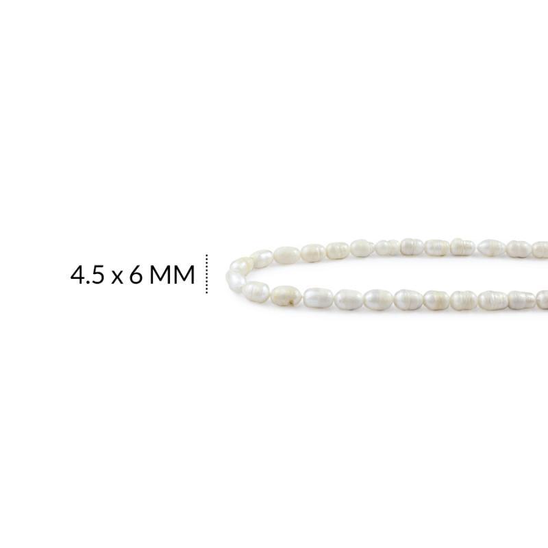 Perla de rio 4.5x6mm / sarta x 33 cm aprox / Ref-PR000 / Ref-PR000