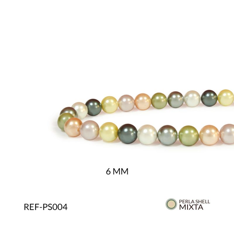 Perla Shell Mixta 6 mm / x sarta / Ref-PS004