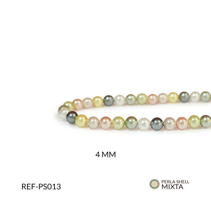 PERLA SHELL MIXTA 4MM / SARTA x 98 UND APROX / Ref-PS013
