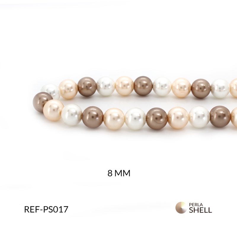 Perla shell mixta tonos tierra 8 mm / x sarta / Ref-PS017