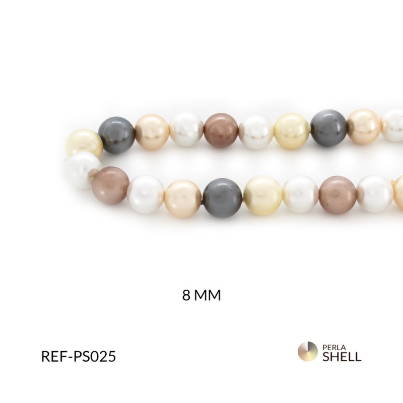 Perla shell mixta 8 mm mixto  / x sarta / Ref-PS025