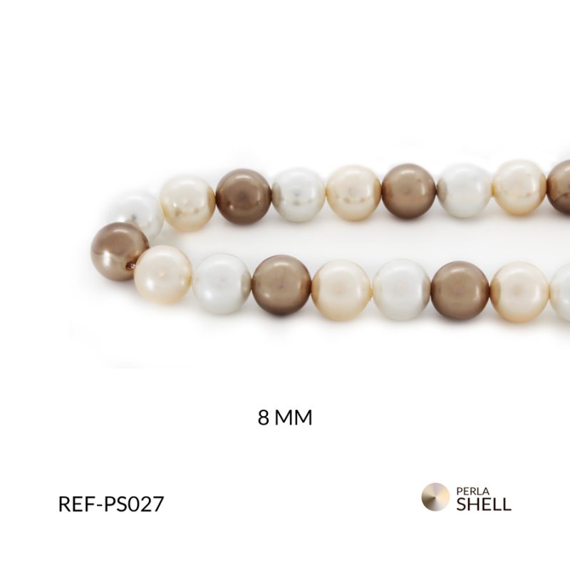 Perla shell mixta 8 mm tonos tierra / x sarta / Ref-PS027