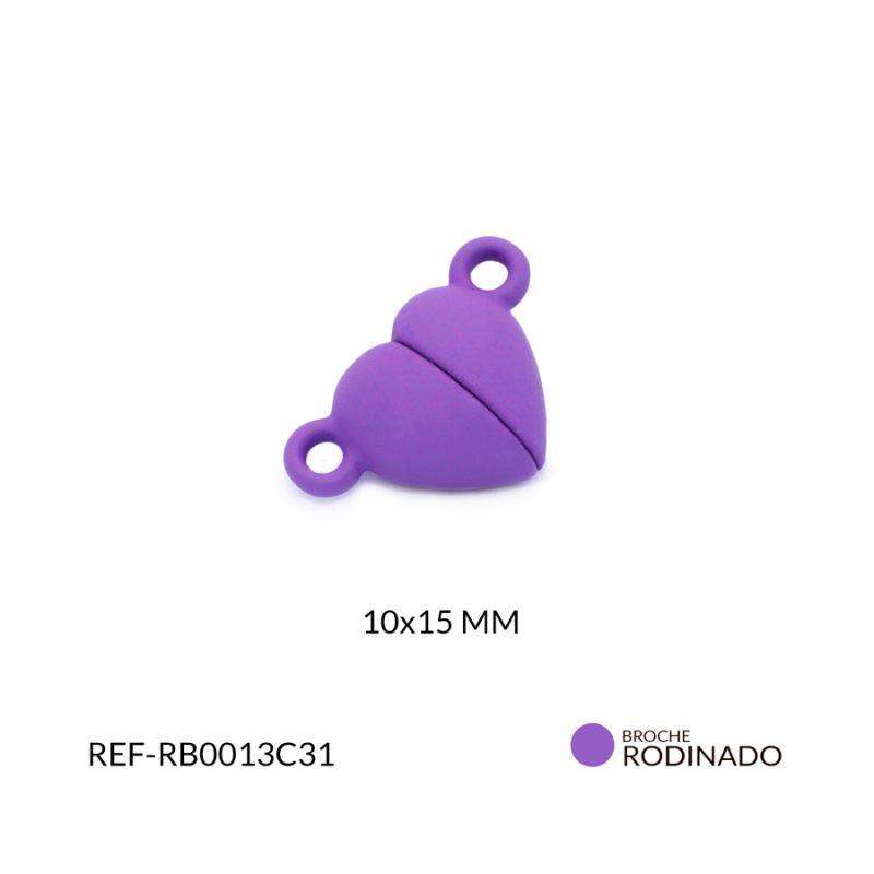 Broche rodinado imán corazón morado 1510mm / x unidad / Ref-RB0013C31 / Ref-RB0013C31
