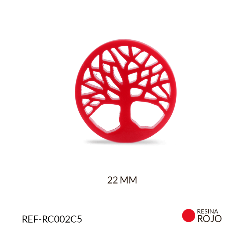 Centro pulsera resina árbol de la vida rojo 22mm / x unidad / Ref-RC002C5 / Ref-RC002C5