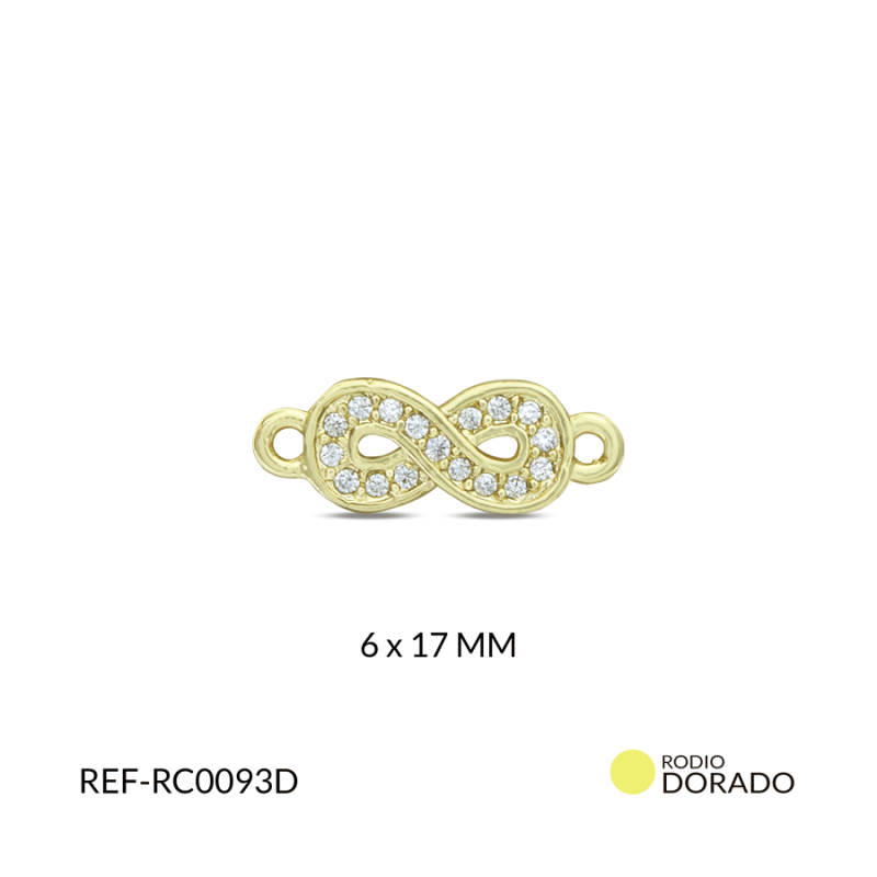 Centro pulsera rodinado infinito mini circón blanco 6x17mm / x unidad / Ref-RC0093D / Ref-RC0093D