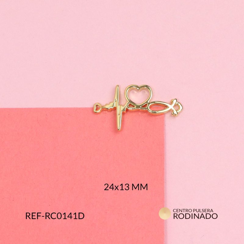Centro pulsera covergold corazón latido 24x13mm / x unidad / Ref-RC0141D / Ref-RC0141D