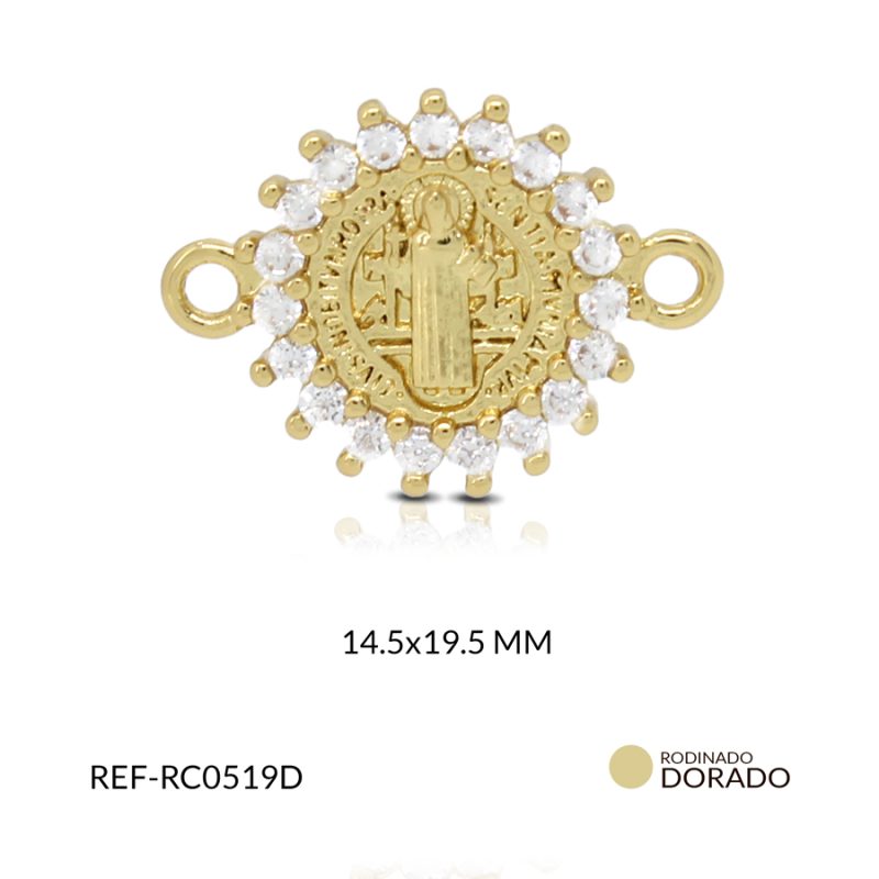 Centro pulsera san benito circón plateado 14.5x19.5mm / x unidad / Ref-RC0519D / Ref-RC0519D