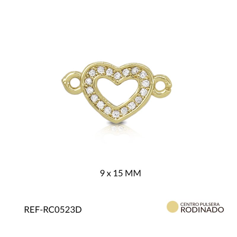 Centro pulsera corazon circon blanco 9 x 15 mm color dorado / x und / RC0523D