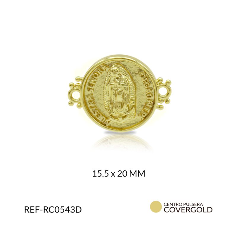 Centro pulsera dorados covergold Virgen de Guadalupe 15.5 x 20.5 mm / x und / Ref-RC0543D