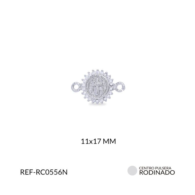 Centro pulsera Rodinado San Benito 11x17mm / x unidad / ref-RC0556N / ref-RC0556N