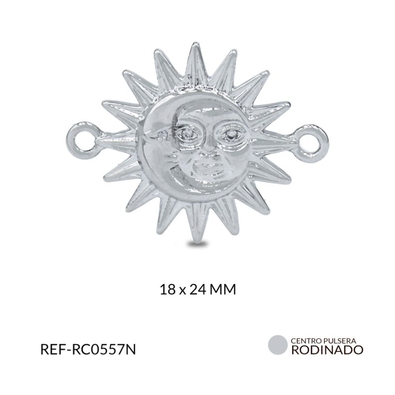 Centro pulsera rodinado sol- luna 18 x 24 mm / x unidad / Ref-RC0557N