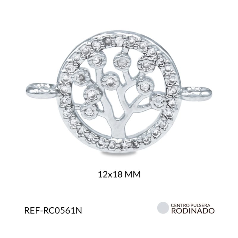 Centro pulsera rodinado circulo árbol de la vida 12 x 18 mm / x unidad / Ref-RC0561N