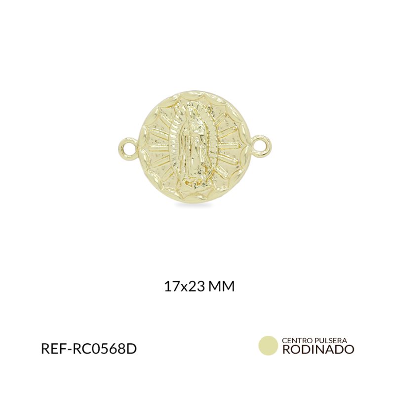 Centro pulsera covergold Virgen de Guadalupe 17x23mm / x unidad / ref-RC0568D / ref-RC0568D