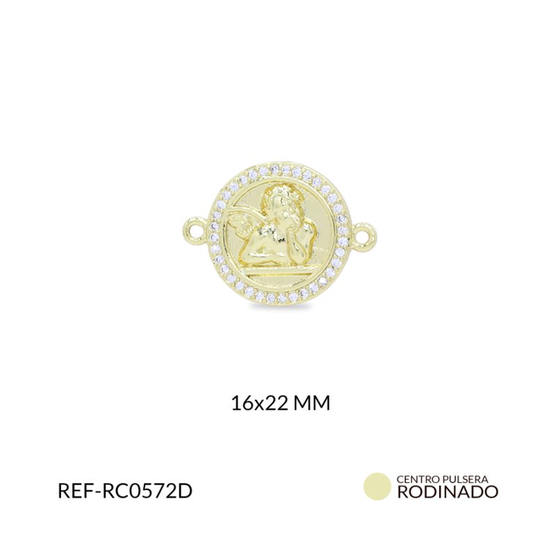 Centro pulsera Rodinado Angel 16x22mm / x unidad / ref-RC0572D / ref-RC0572D