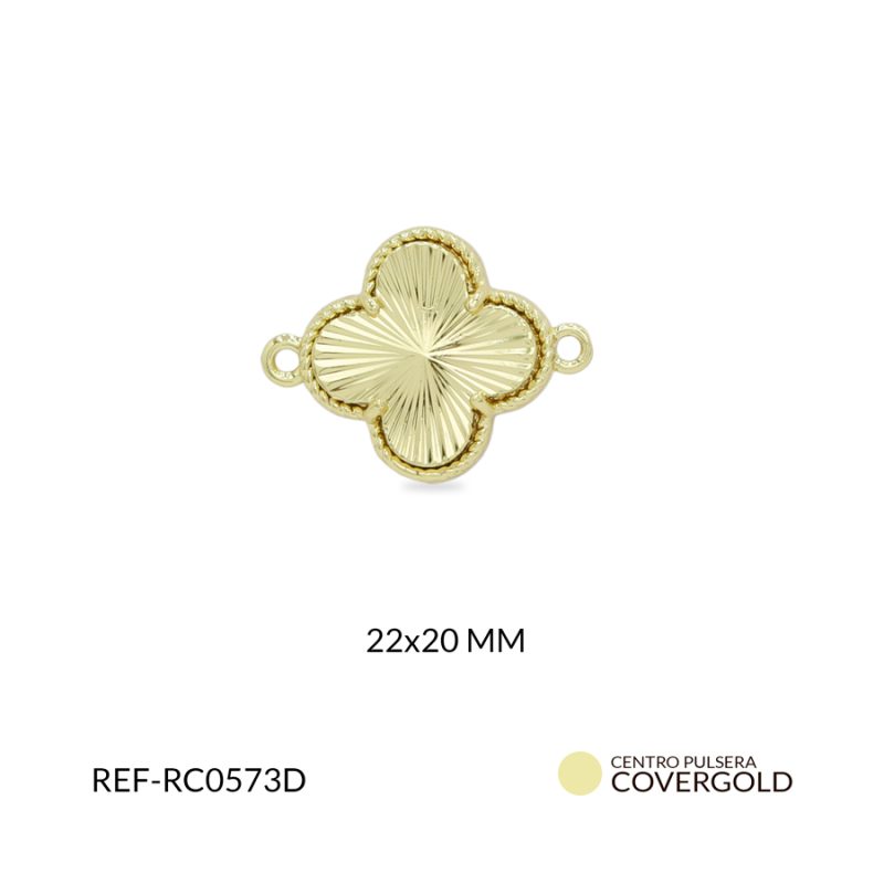 Centro pulsera Covergold trébol 22x20mm / x unidad / ref-RC0573D / ref-RC0573D
