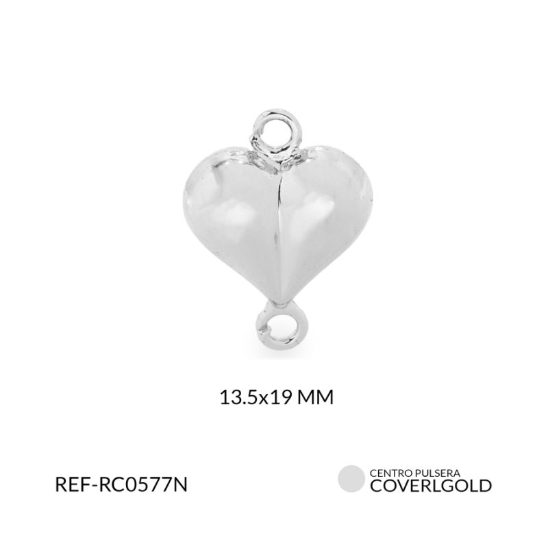 Centro pulsera chunky covergold corazón niquelado 13.5x19mm / x unidad / Ref-RC0577N / Ref-RC0577N